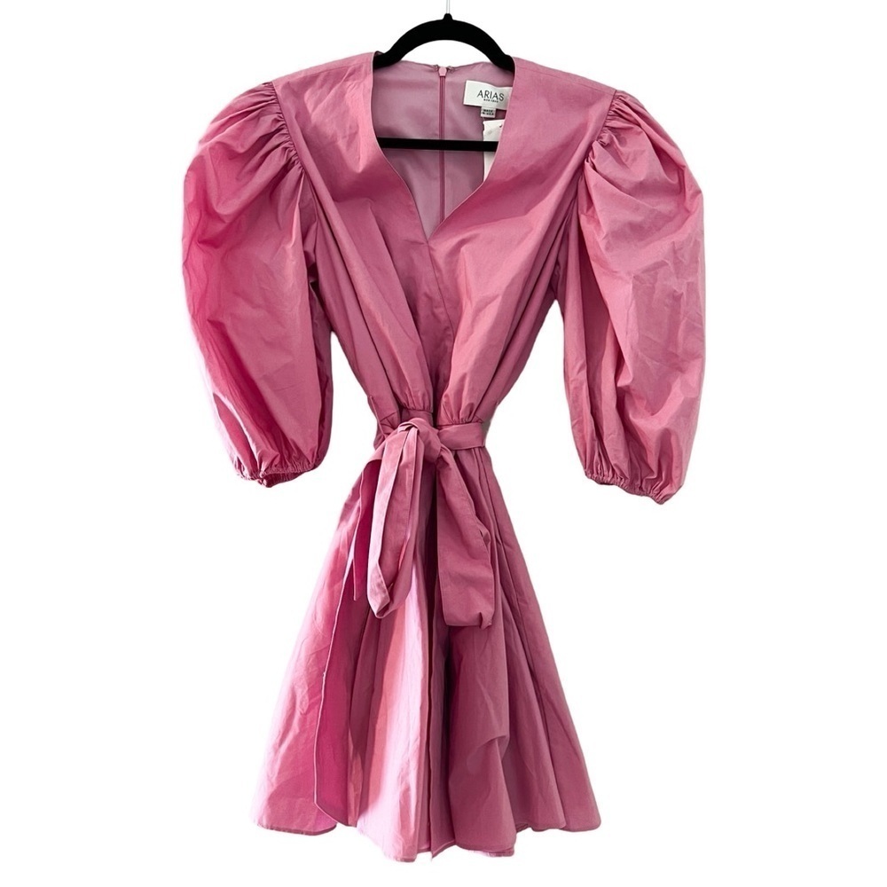 ARIAS NEW YORK Belted Bubble Pink Mini Dress Sz 6 - Picture 2 of 4